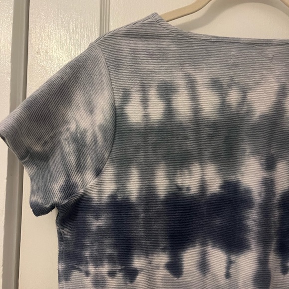 Madewell Ottoman Jacquard V-Neck Setlist Boxy Top in Tie-Dye Blue-Green - Picture 5 of 6